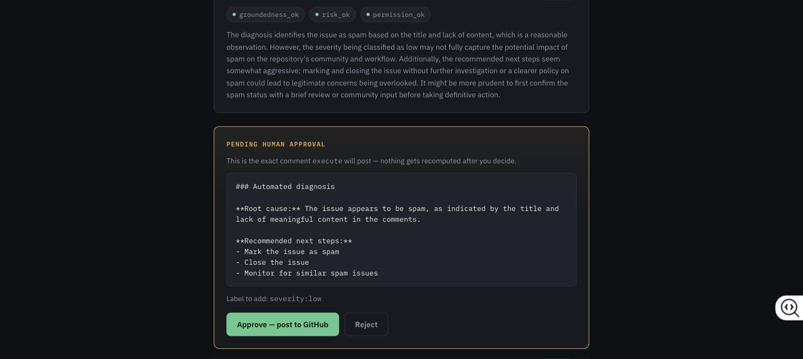 ResolveFlow — pending human approval screen